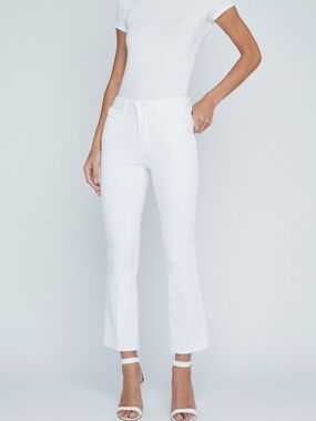 L’AGENCE Mira Ultra High Rise White Cropped Bootcut Jeans Size 34